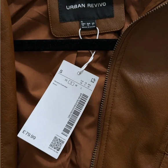 Urban Revivo Brown Faux Leather Bomber Jacket - Picture 2 of 3